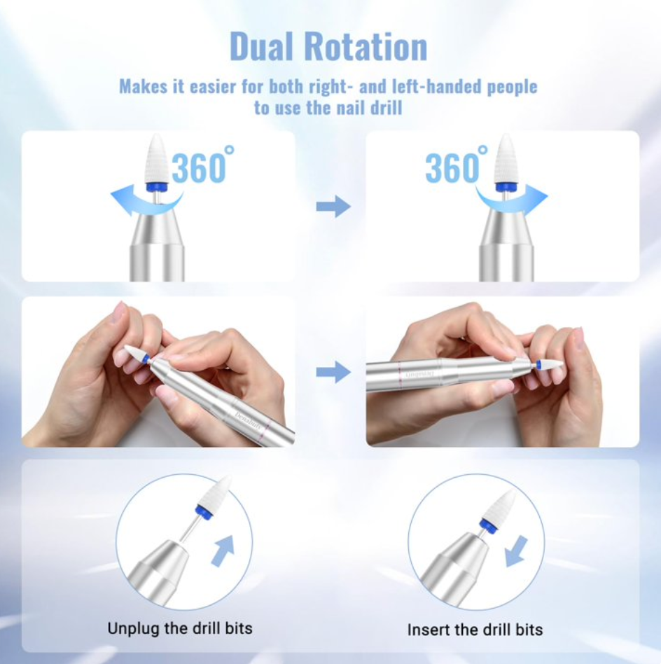 Cordless Electric Nail Drill File: 35000RPM Professional Nail Drill Machine with UV LED Nail Lamp Charging Base, Manicure Pedicure Kit E File for Acrylic Gel Dip Powder Polish Silver