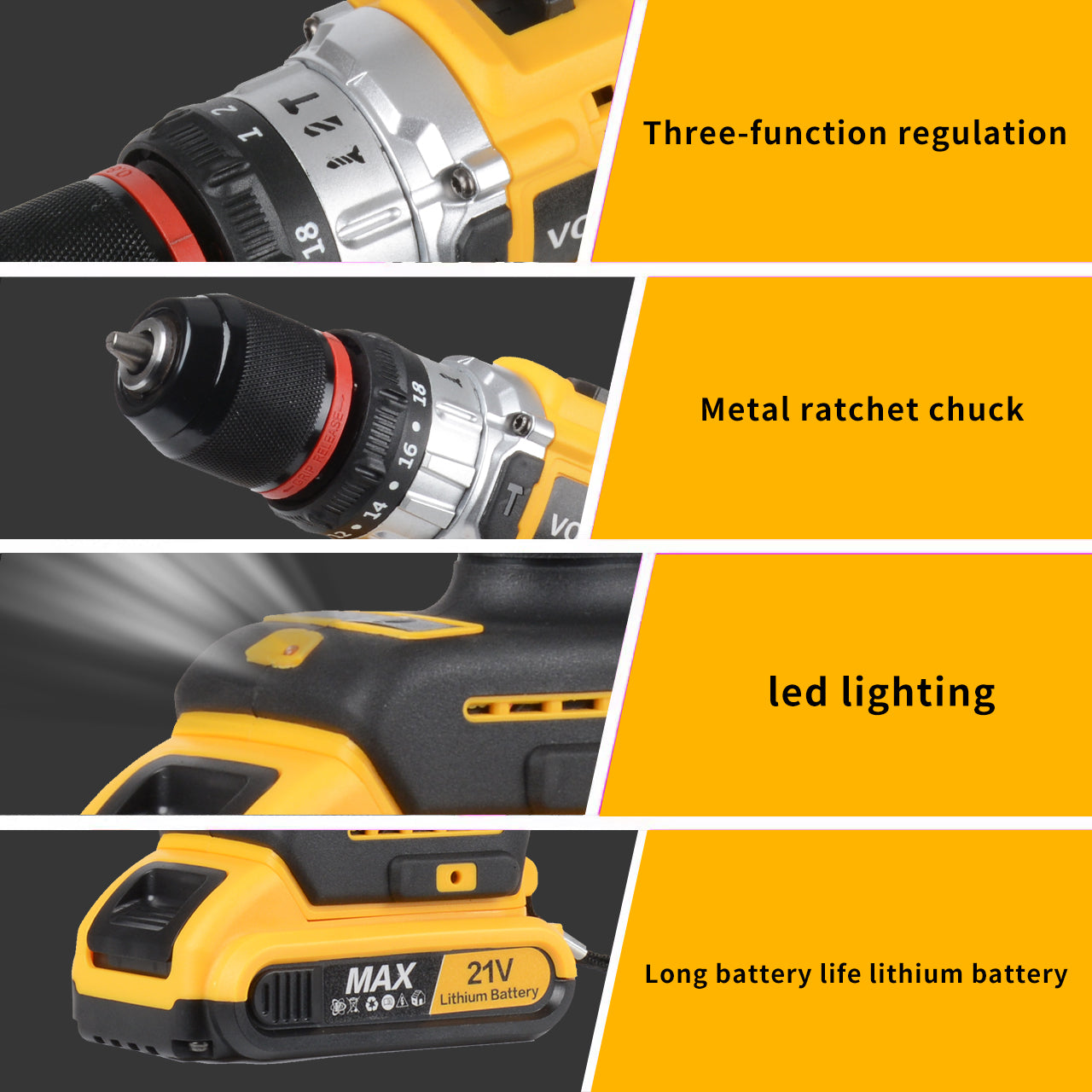 21V MAX Brushless Cordless Drill Set, Power Drill Kit with Battery and Charger, 3/8-Inch Keyless Chuck, Variable Speed, 18 Position and 26pcs Drill Bits (Yellow)