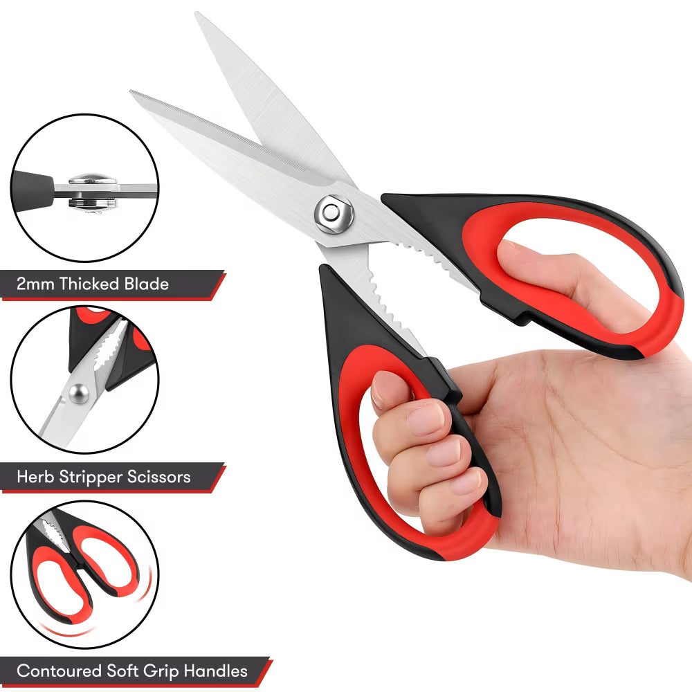 4pc Kitchen Scissors All Purpose Heavy Duty, Kitchen Utensils Set, Stainless Steel Cooking Utensils Gadgets, Meat Poultry Food Shears Dishwasher Safe Utility Tools Home Gift, with Protective Sheath