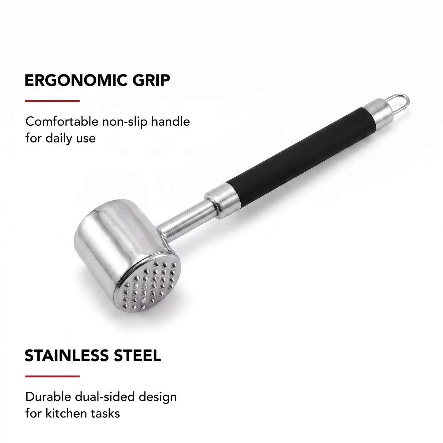 Yilush Meat Tenderizer Hammer with Comfortable-Grip Handle, Dual-side Mallet for Kitchen, Heavy Duty Pounder For Tenderizing Steak, Beef and Fish