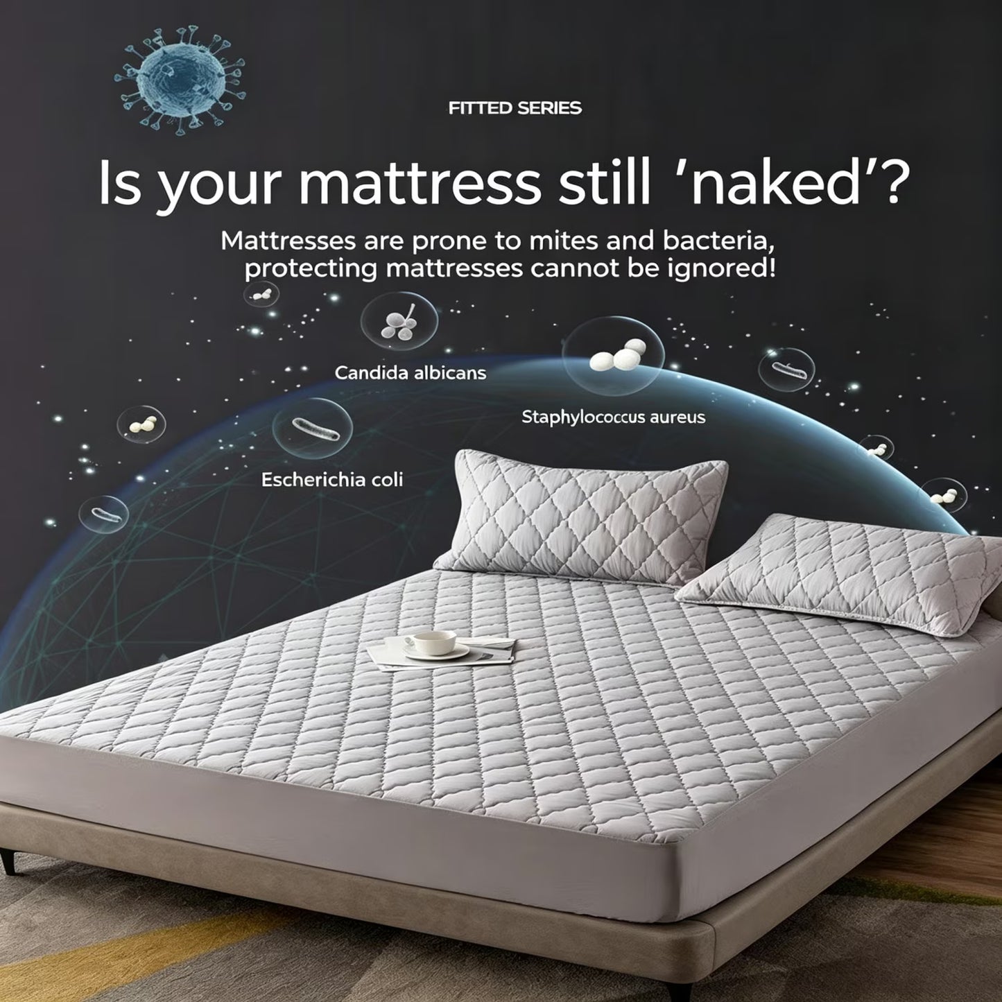 Waterproof Mattress Protector Pad Queen Machine Washable, Breathable Mattress Topper with Deep Pockets, All-Season Use, Hotel Quality (Queen, Grey)