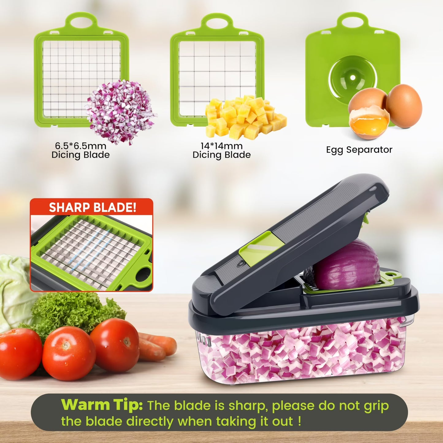 Yilush The Real Original Pro Chopper since 2013 Vegetable Chopper Mandoline Slicer, 8 Blade Food Veggie Chopper Onion Vegetable Cutter with Container, Kitchen Gadgets & Essentials, (10 in 1)