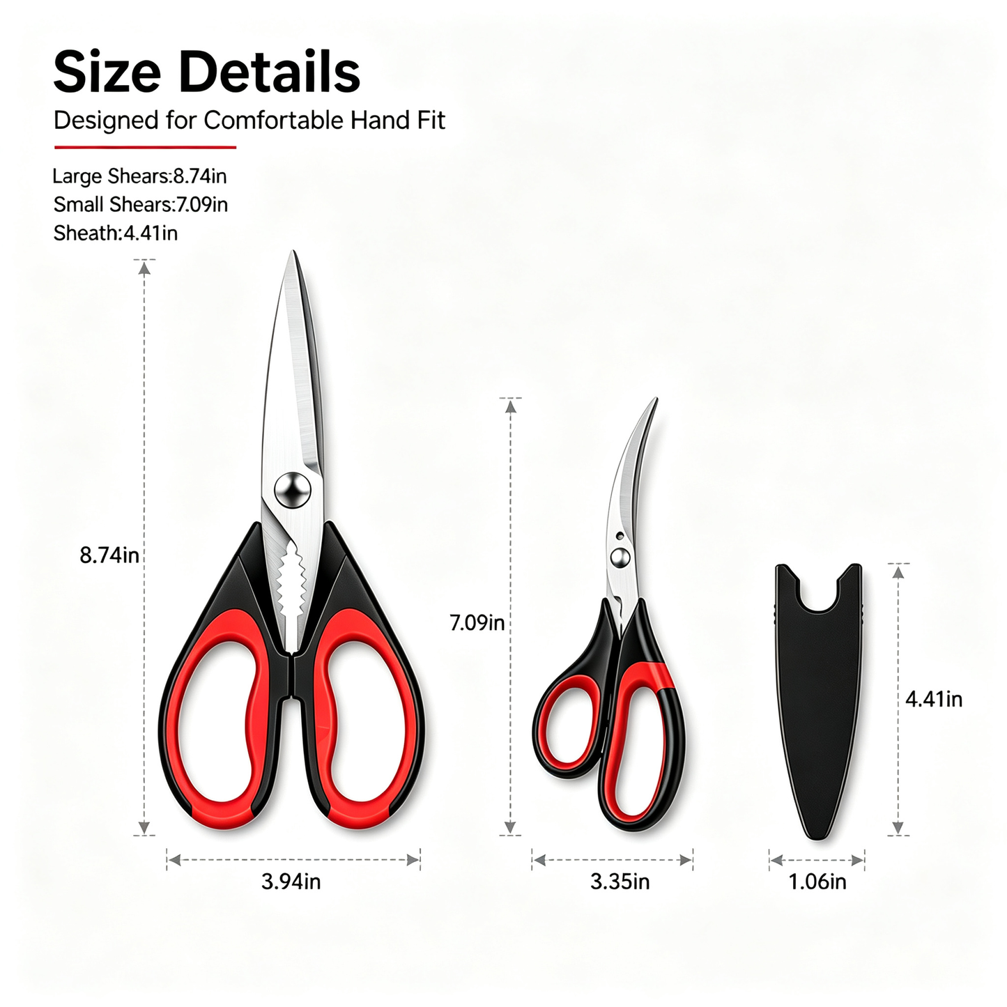 4pc Kitchen Scissors All Purpose Heavy Duty, Kitchen Utensils Set, Stainless Steel Cooking Utensils Gadgets, Meat Poultry Food Shears Dishwasher Safe Utility Tools Home Gift, with Protective Sheath