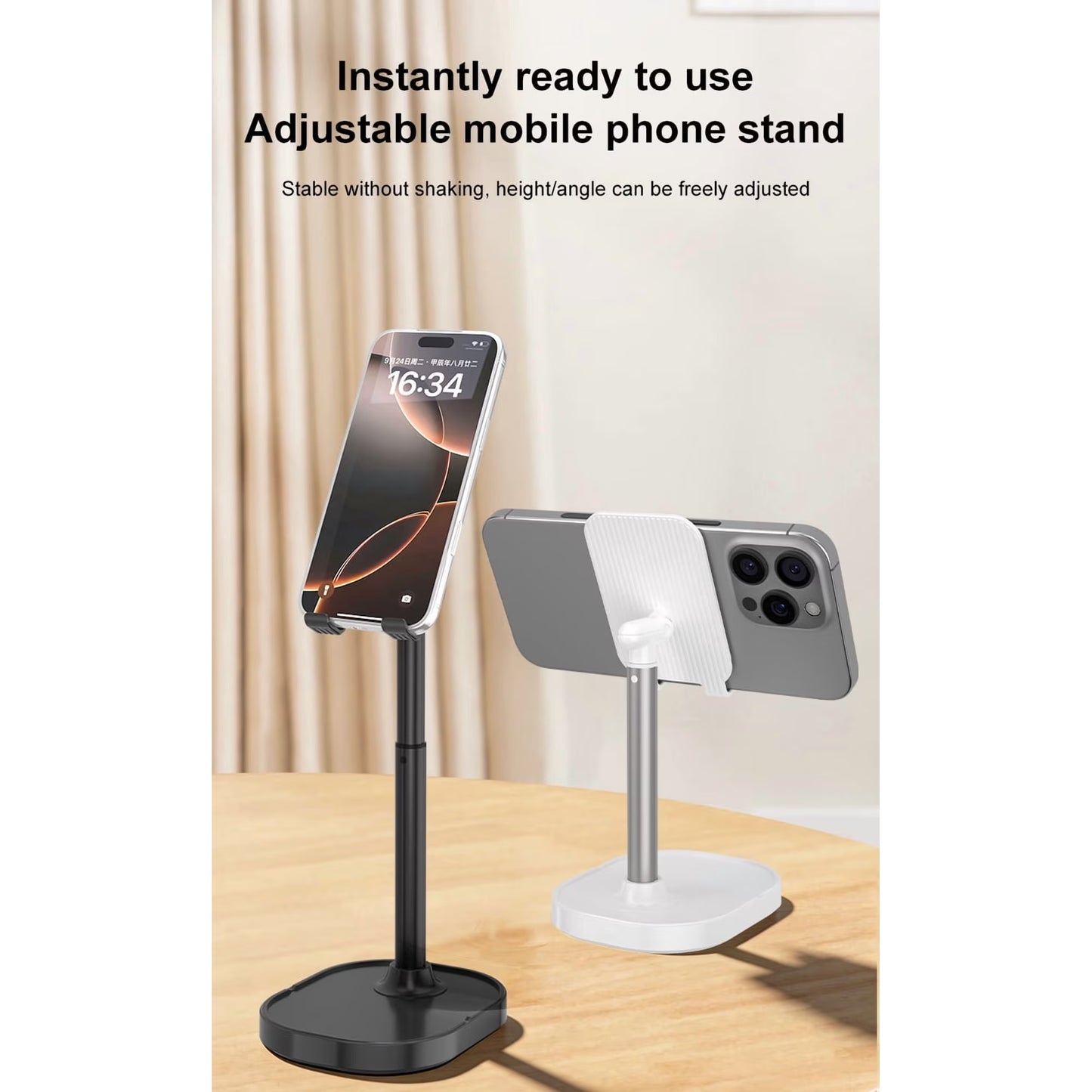 Avoben ChatStand, Adjustable Cell Phone Stand for Desk, Phone Stand for Recording, iPhone Holder for Filming, Small iPhone Tripod, Soporte para Celular, Fits Samsung, Android, (Night Black)
