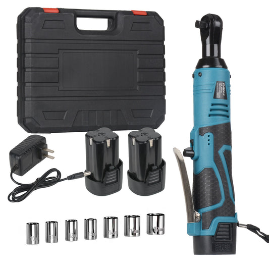 Euur Cordless Electric Ratchet Wrench Set, 3/8" 16.8V Power Ratchet Tool Kit With 2 Packs 2000mAh Lithium-Ion Battery And Charger