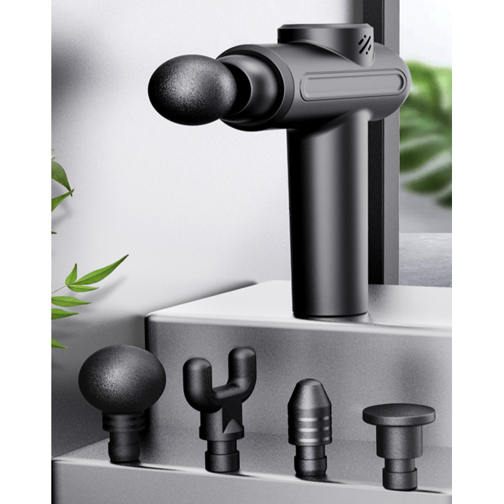 IDFINE Massage Gun, Deep Tissue Back Massage for Athletes for Pain Relief, Percussion Massager with 4 Massages Heads & Silent Brush Motor, Black