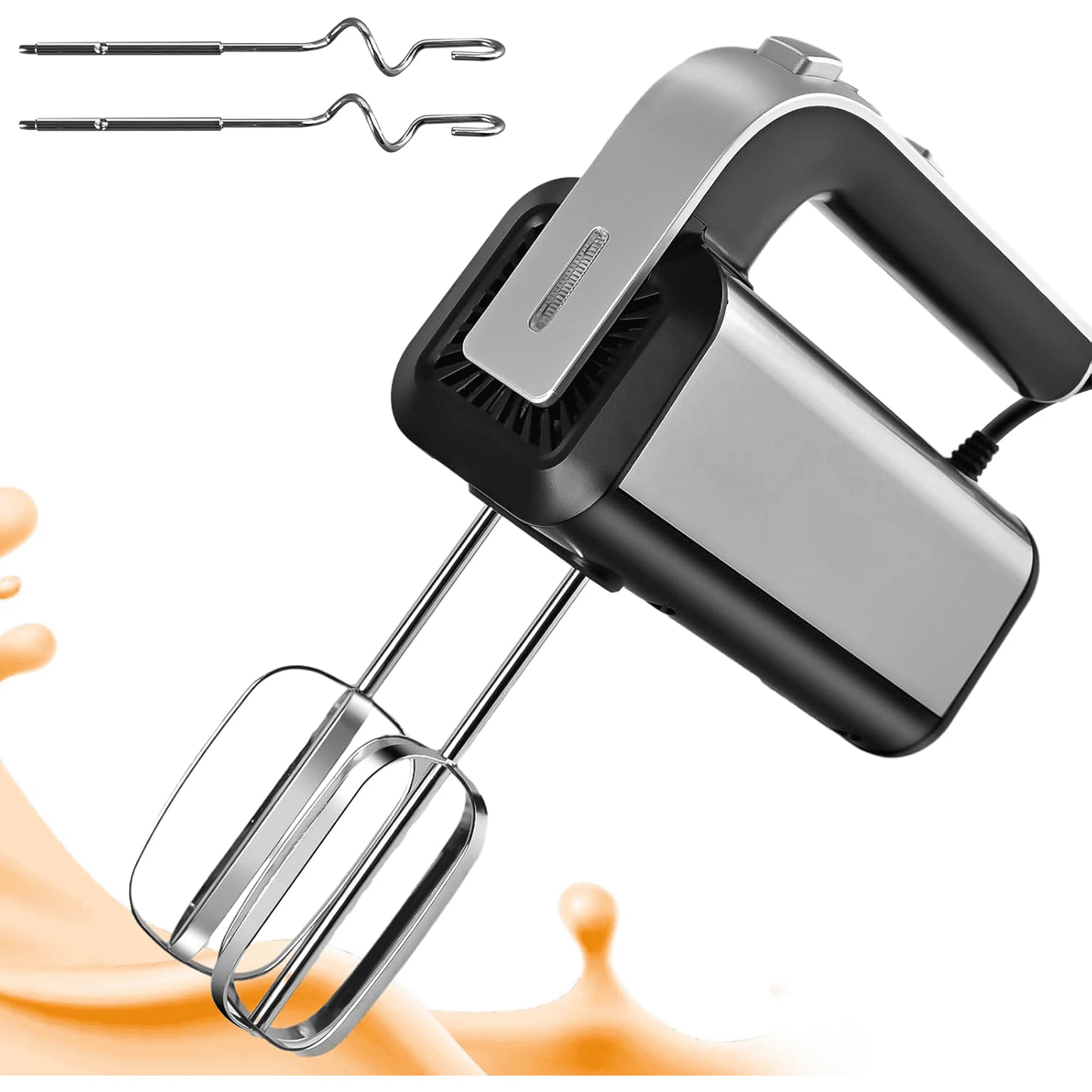 5-Speed Electric Hand Mixer with Whisk, Traditional Beaters, Dough stick, 300 Watts, for Baking & Cooking, Black