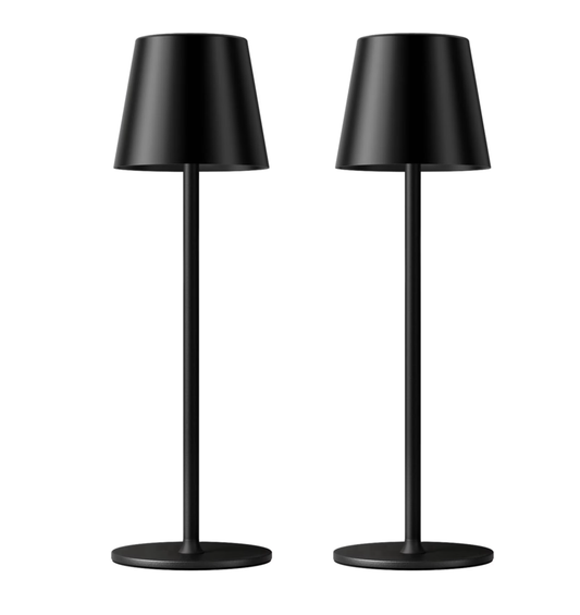 2 Pack Cordless Table Lamp, Portable LED Desk Lamps, 3 Color Stepless Dimming Up, for Restaurant, Bedroom, Outdoor Camping, Coffee Shop, Night Light, Rechargeable (Black)