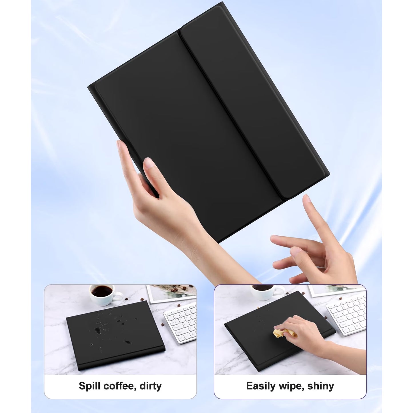 Compatible for iPad Generation Case with Keyboard, Folio Cover with Pencil Holder, Multi-Touch Trackpad, 7 Color Backlit, Detachable Keyboard for iPad (A16) 11th/10th Gen (Black)