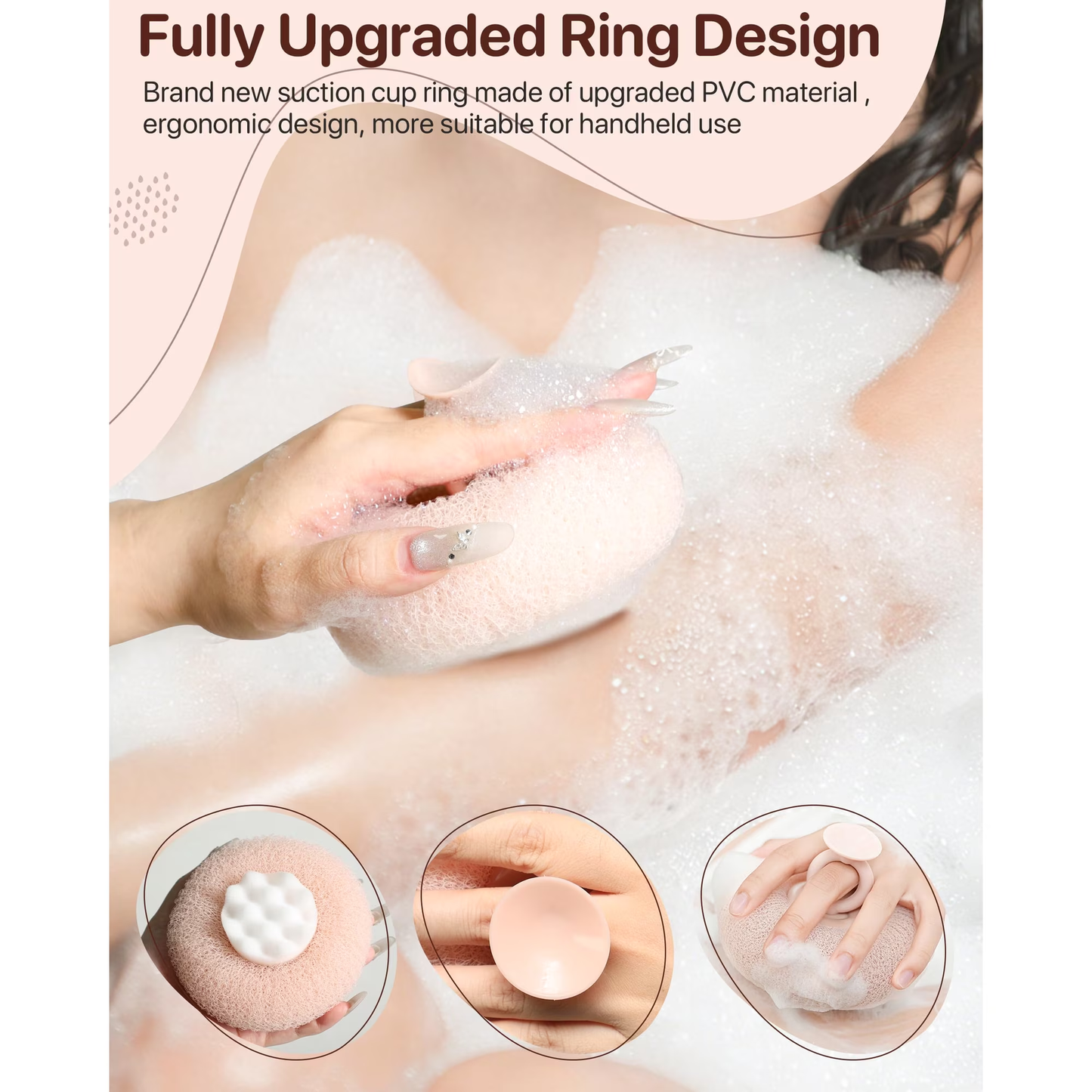 Super Soft Sunflower Suction Cup Bath Ball, 2-in-1 Shower Scrubber Sponge for Body, Upgraded Sponge Mesh Pouf Bath Ball, Magic Exfoliating Bath Sponge Shower Ball for Women Men Shower