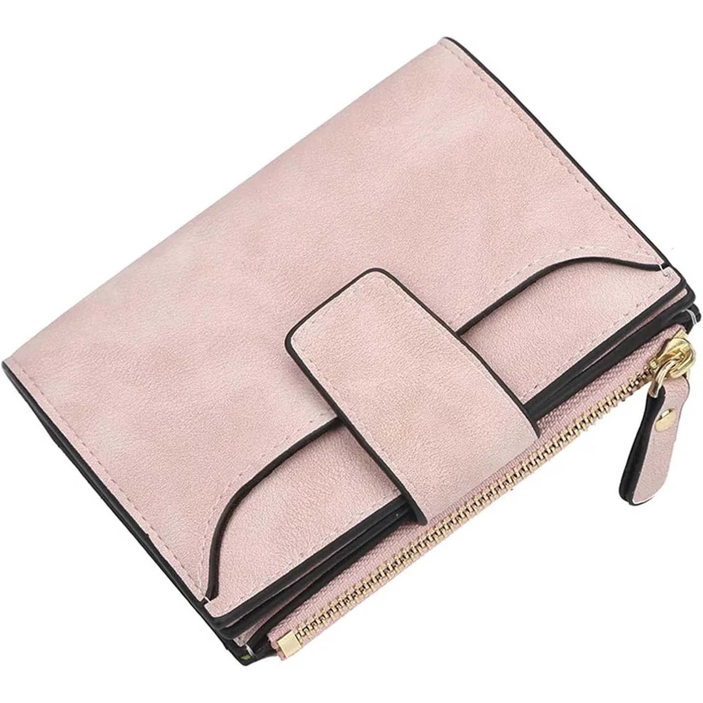 Yzhappy Small Wallet for Women, Bifold Compact Breathable Soft Leather Wallet with Card Holder, Zipper Coin Pocket and ID Window, Pink