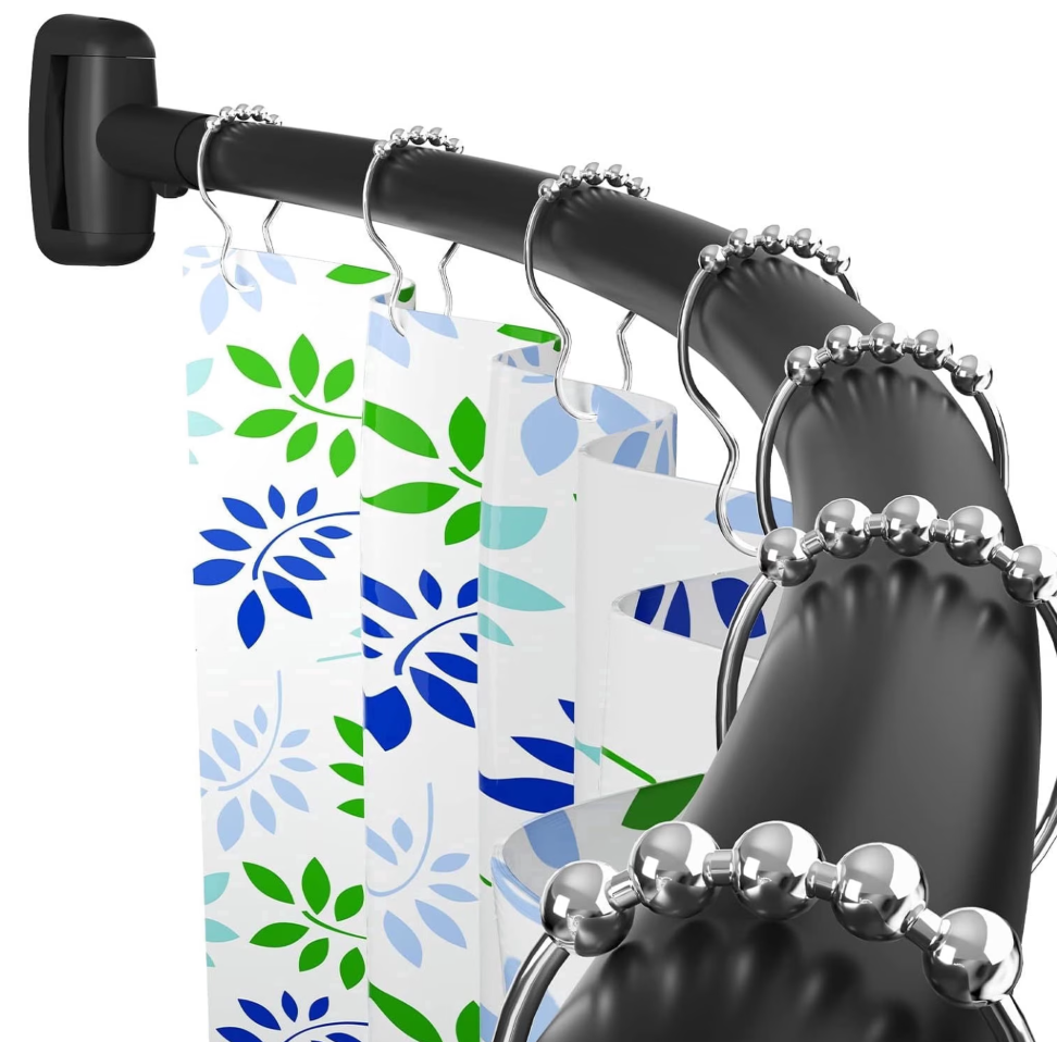 Curved Curved Shower Curtain Rod 42-74 Inches Adjustable Splicing Design Need To Drill Shower Rods Curved Round Bowed Rust proof, Premium Stainless Steel Shower Curtain Rod for Bathroom, Bathtub, Sta