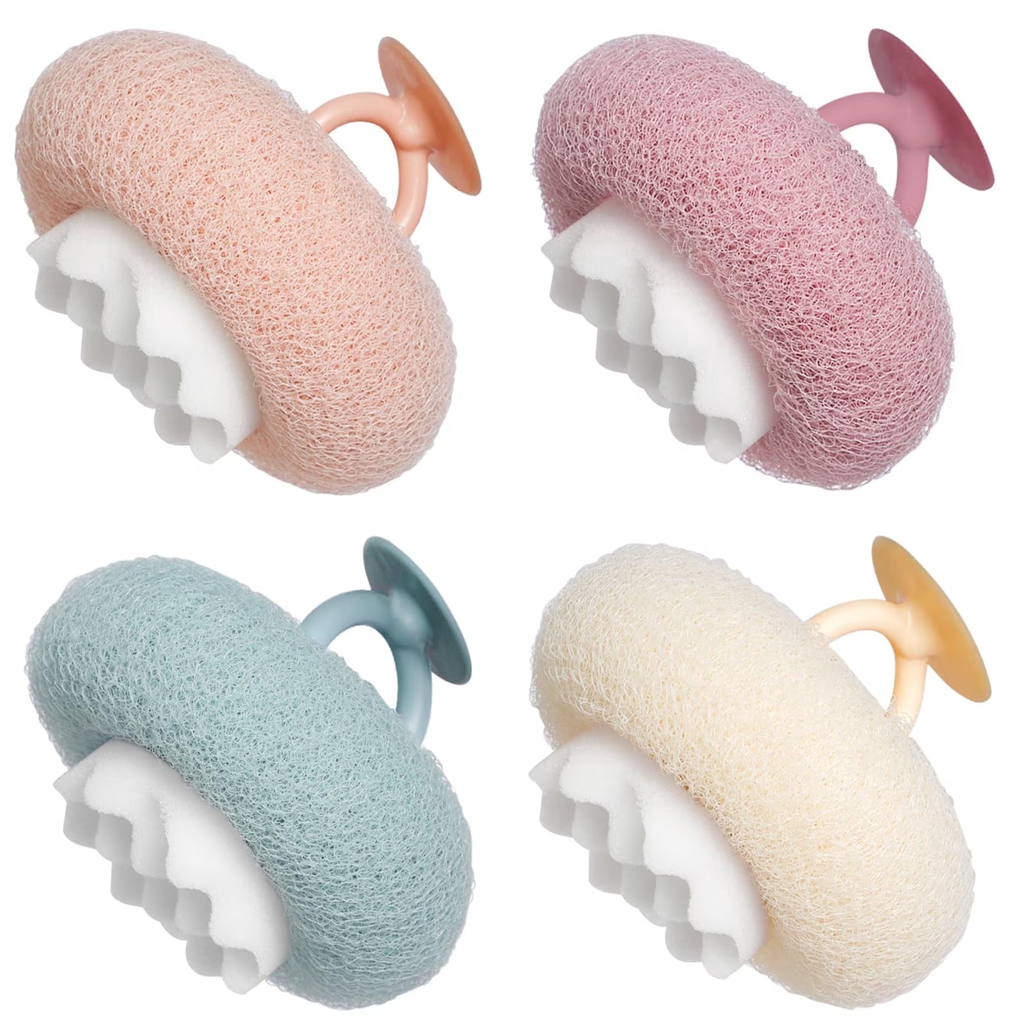 Super Soft Sunflower Suction Cup Bath Ball, 2-in-1 Shower Scrubber Sponge for Body, Upgraded Sponge Mesh Pouf Bath Ball, Magic Exfoliating Bath Sponge Shower Ball for Women Men Shower