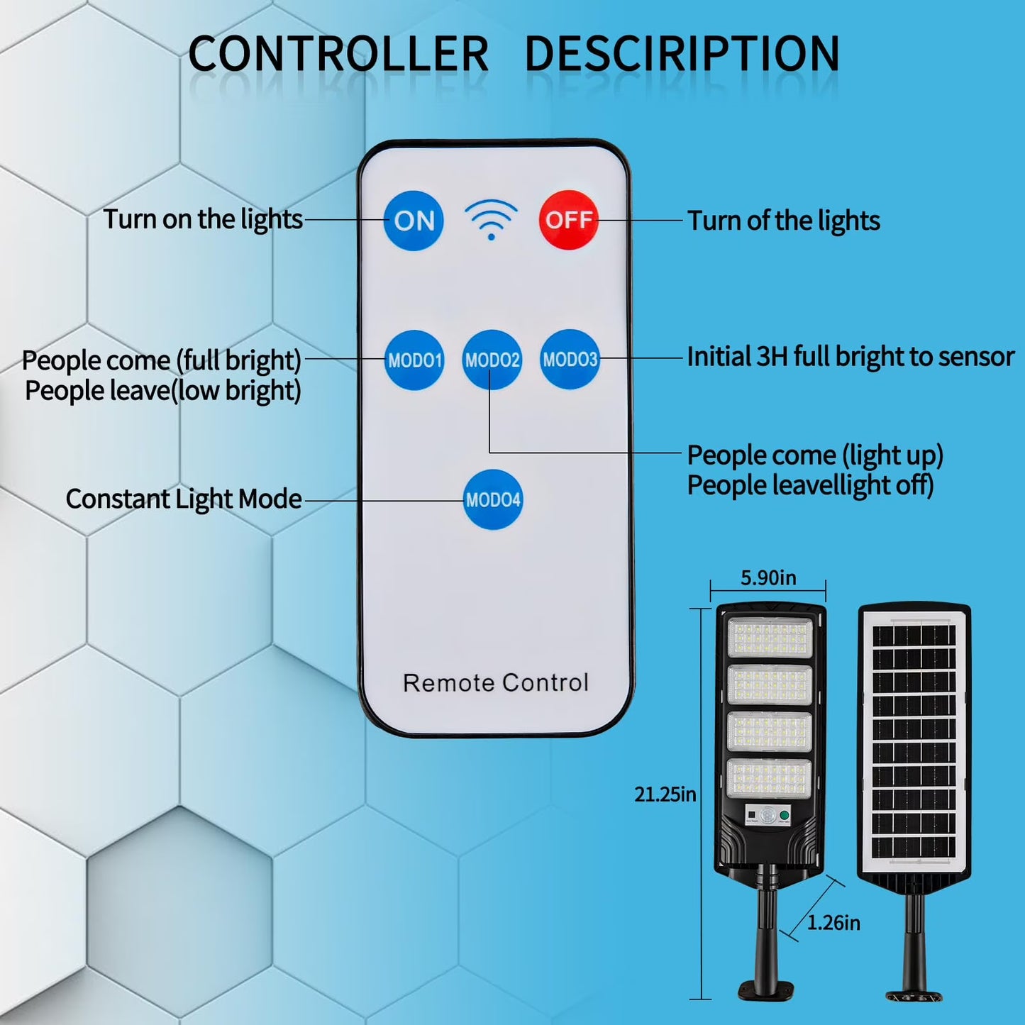 Mikhai Solar Lights Outdoor High Lumens 192 LED Security Lights with Remote Control,1Heads Motion Sensor Lights, IP65 Waterproof, Solar Lights Outdoor Waterproof