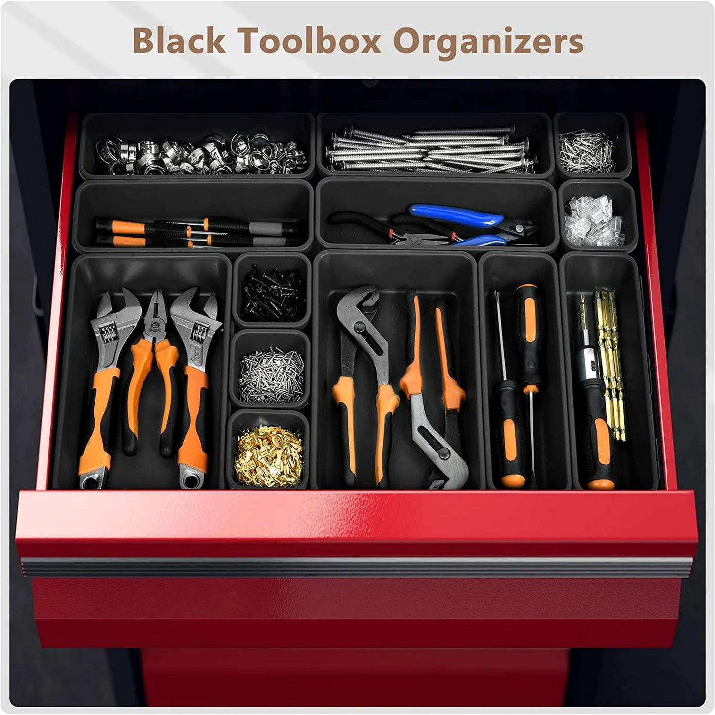 OHHSUN 32PCS Tool Box Organizer Tray Divider Set, Desk Drawer Organizer, Garage Organization and Storage Toolbox Accessories for Rolling Tool Chest Cart Cabinet Work Bench Small Parts