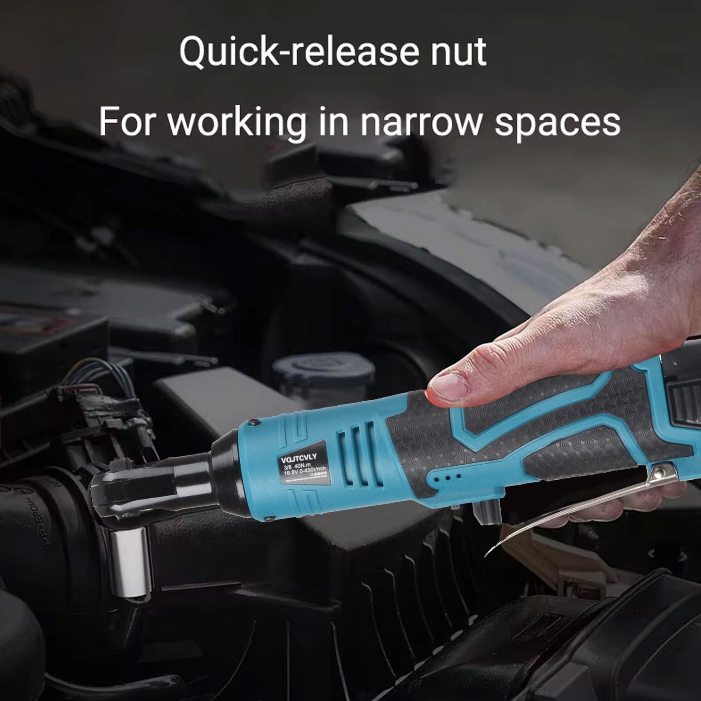 Euur Cordless Electric Ratchet Wrench Set, 3/8" 16.8V Power Ratchet Tool Kit With 2 Packs 2000mAh Lithium-Ion Battery And Charger