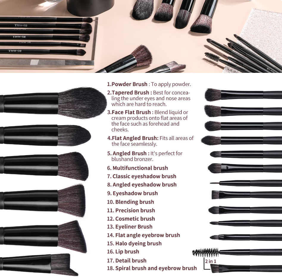 Qinghuai 18 Pcs Professional Makeup Brushes Set for Eye and Face, Premium Eye Makeup Brushes Soft Makeup Brushes
