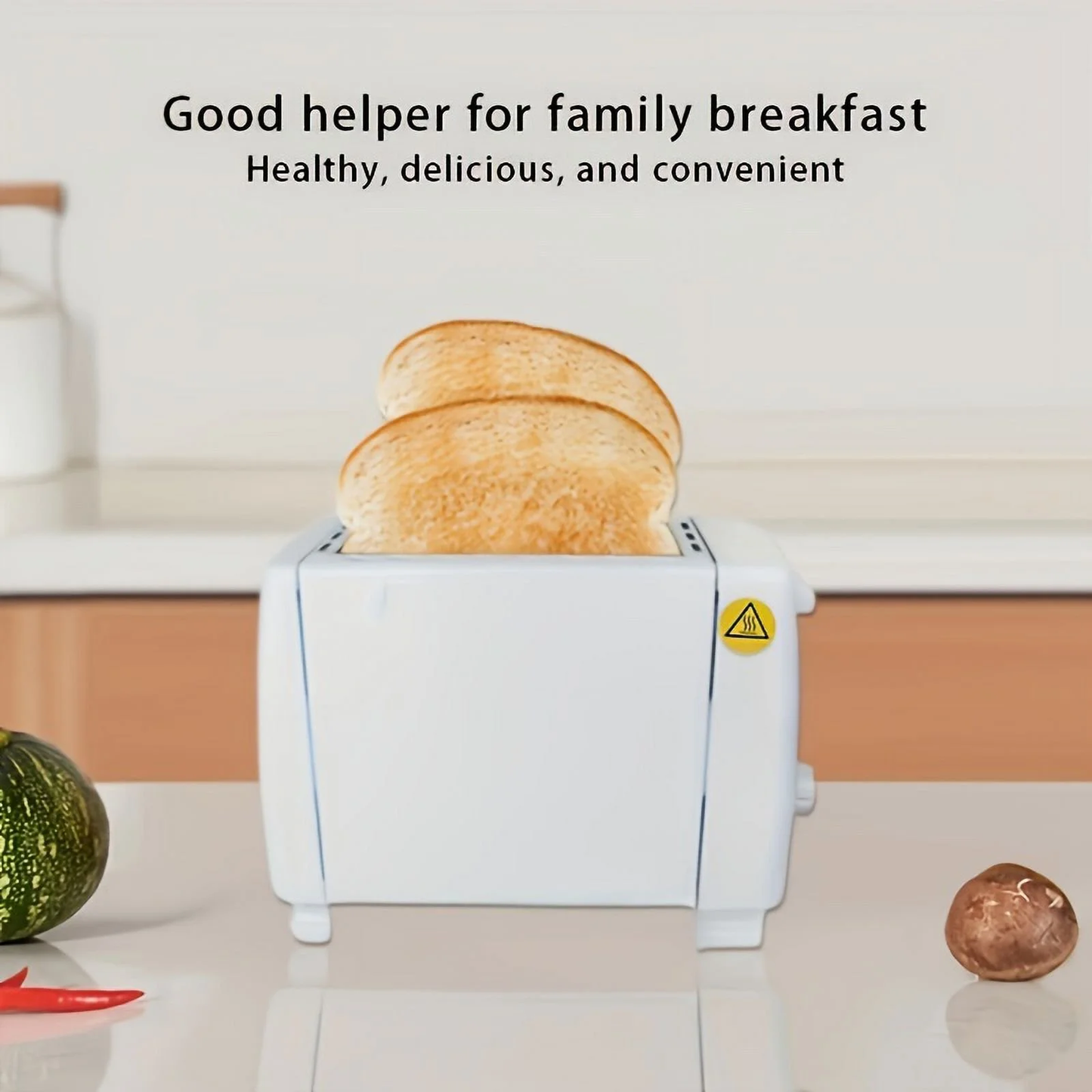 Toaster 2 Slice with Auto Shut Off & Reheat Function - 6 Browning Settings, Countertop Kitchen Essentials for Bagel Muffins Toast Pastry Waffles Grain Sweet Bread, 750W - White