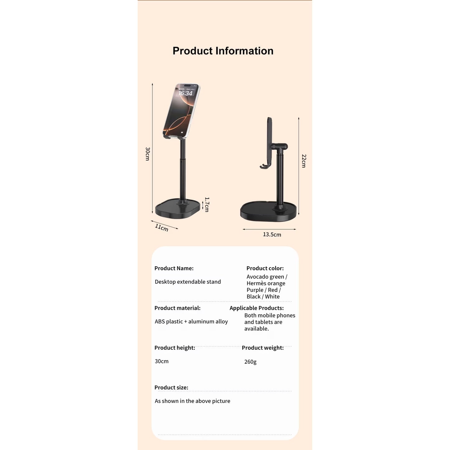 Avoben ChatStand, Adjustable Cell Phone Stand for Desk, Phone Stand for Recording, iPhone Holder for Filming, Small iPhone Tripod, Soporte para Celular, Fits Samsung, Android, (Night Black)