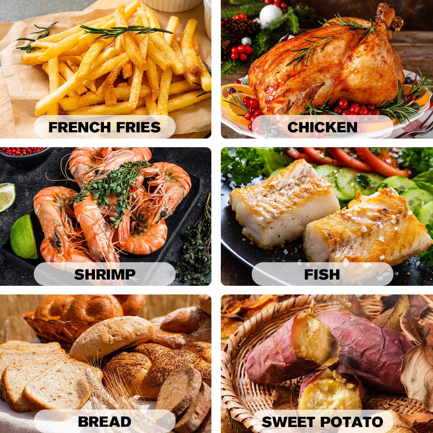 Yilush Multifunctional Digital Air Fryer+ Rotisserie, Dehydrator, Convection Oven, 17 Touch Screen Presets Fry, Roast, Dehydrate, Bake, XL 10L Family Size, Auto Shutoff, Large Easy-View Window, Black