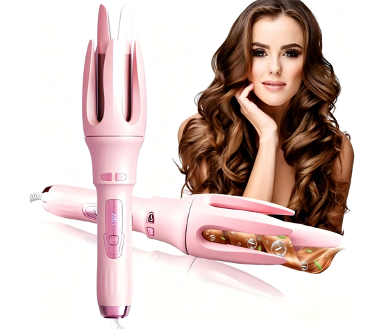 Auto Hair Curler, Automatic Curling Iron with 4 Temperature Settings, 30s Fast Heat, Anti-Tangle & Anti-Scald, 60min Auto Shut-Off, Portable, Easy-to-Use, pink