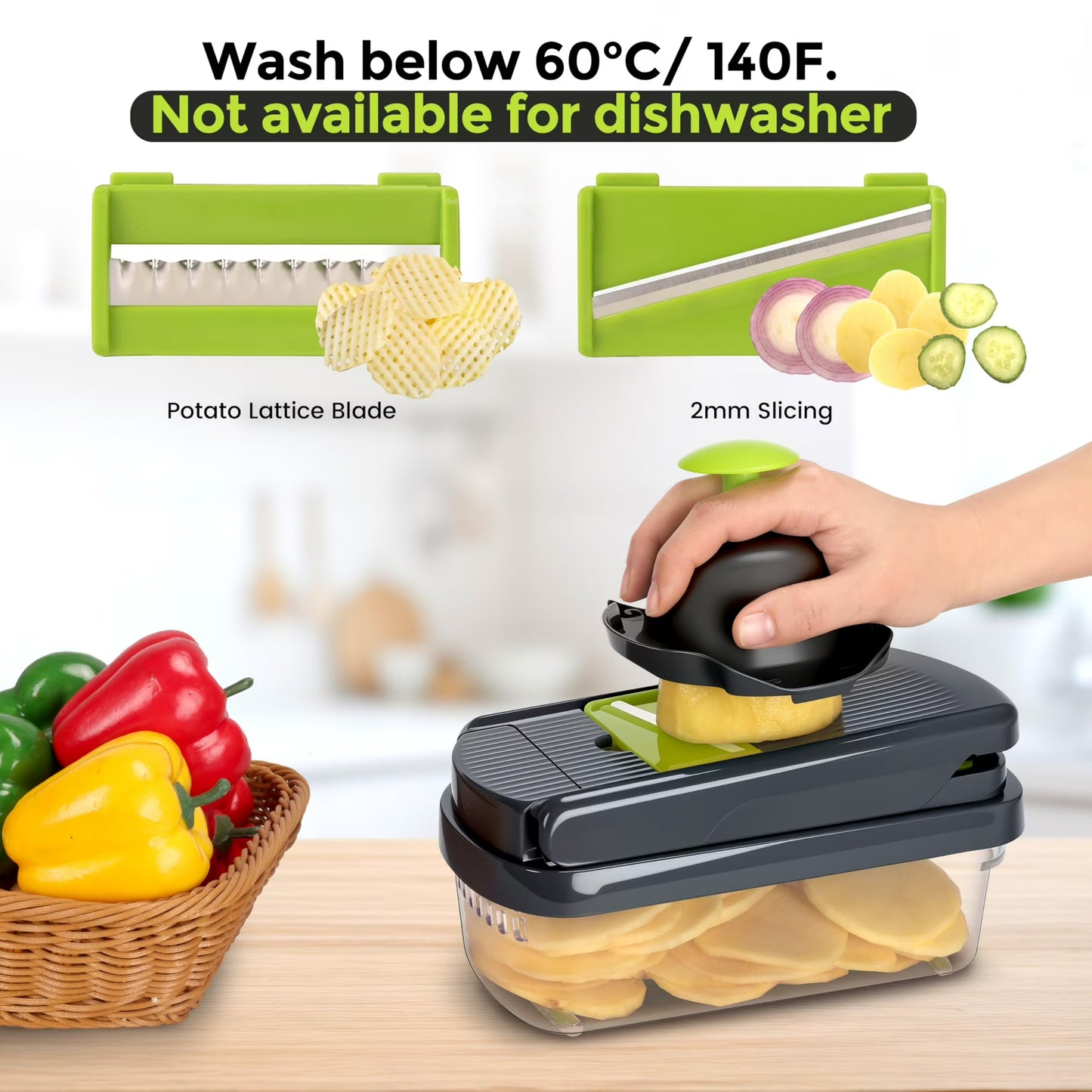 Yilush The Real Original Pro Chopper since 2013 Vegetable Chopper Mandoline Slicer, 8 Blade Food Veggie Chopper Onion Vegetable Cutter with Container, Kitchen Gadgets & Essentials, (10 in 1)