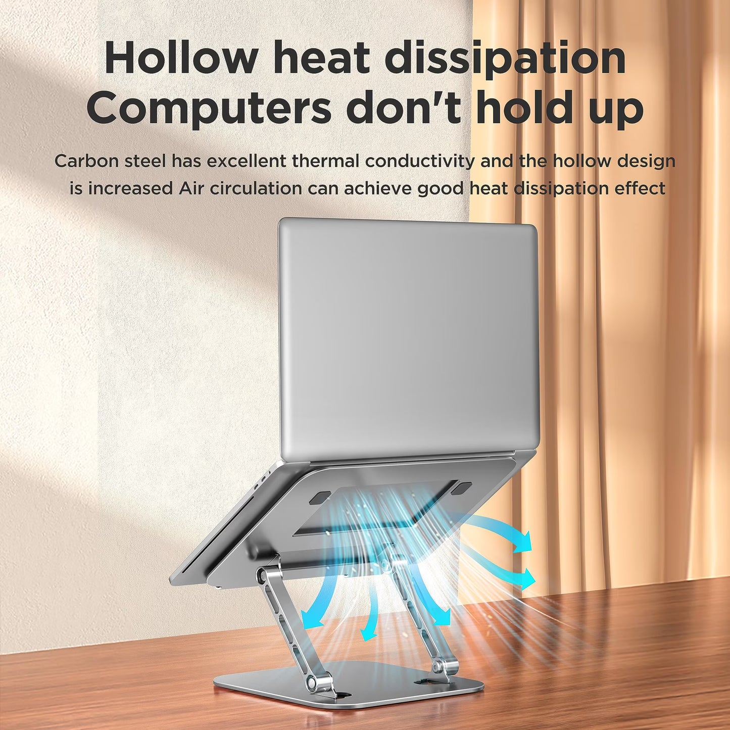 Adjustable And Foldable Laptop Stand With a Sturdy And Durable Base. Multi-Angle Adjustable Ergonomic Laptop Riser, Compatible With MacBook Air Pro, Laptops, And All 10-15.6 inch Laptops.