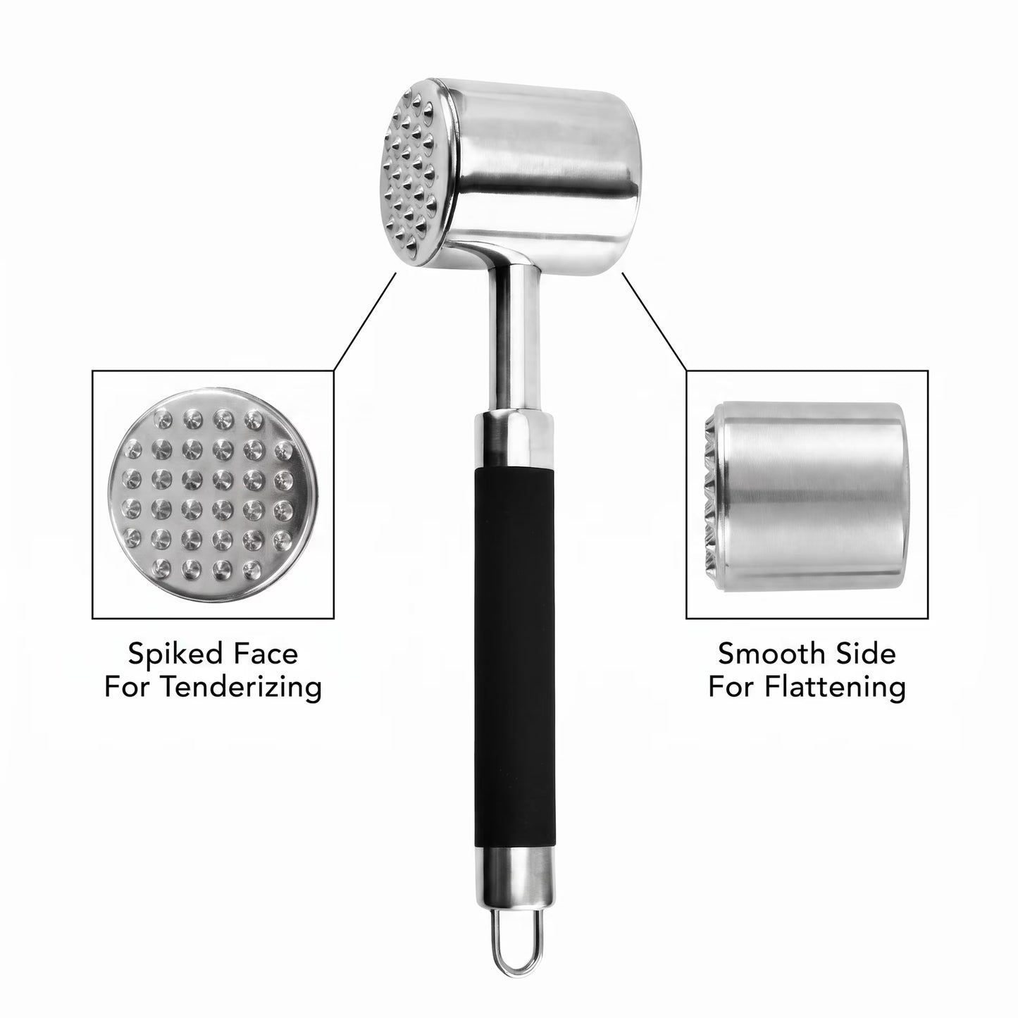 Yilush Meat Tenderizer Hammer with Comfortable-Grip Handle, Dual-side Mallet for Kitchen, Heavy Duty Pounder For Tenderizing Steak, Beef and Fish