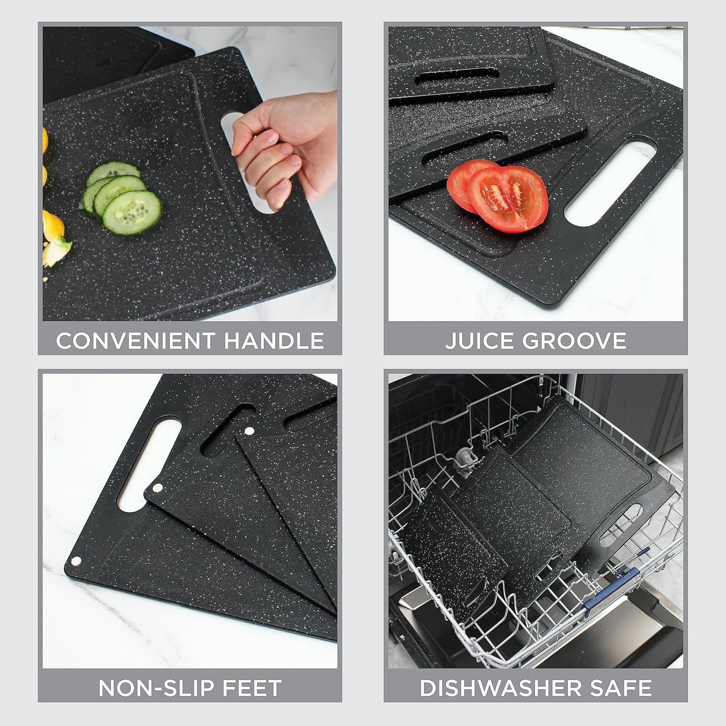 Plastic Cutting Boards for Kitchen Prep and Serving - Plastic Cutting Board Sets - Deli and Meat Cutting Boards - Kitchen Gadget Gifts