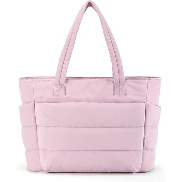 Tote Bag for Women, Lightweight Puffy Tote Bag with Compartments, Quilted Shoulder Bag Handbag for Travel, Work