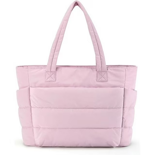 Tote Bag for Women, Lightweight Puffy Tote Bag with Compartments, Quilted Shoulder Bag Handbag for Travel, Work