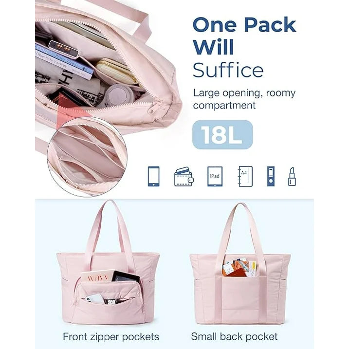Tote Bag for Women, Lightweight Large Tote Bag with Yoga Mat Strap, Quilted Shoulder Bag Handbag for Travel Work Gym