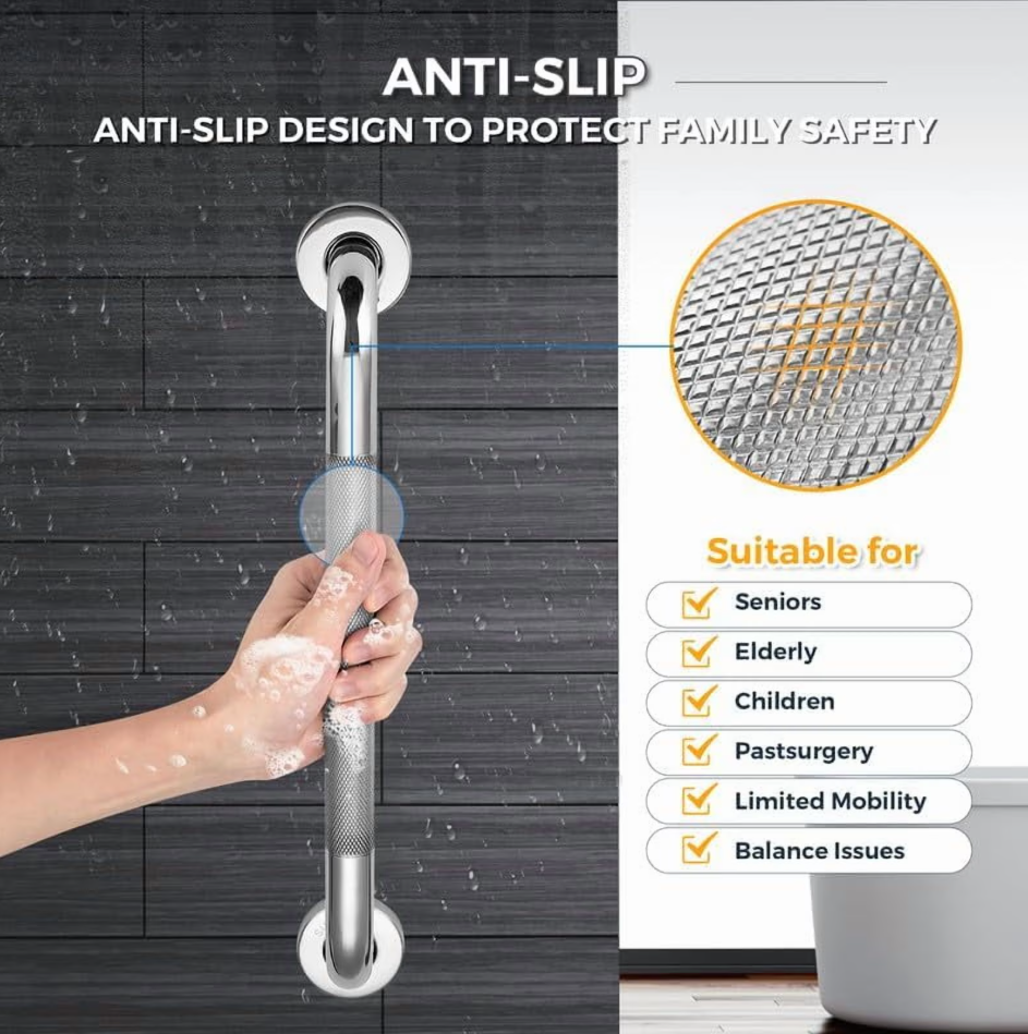 Grab Bars for Bathtubs and Showers 2 Pack Suction Grab Bar, Heavy Duty Shower Handle Removable Bath Handrails for Seniors and Elderly, Bathroom Safety Grip No Drilling Waterproof