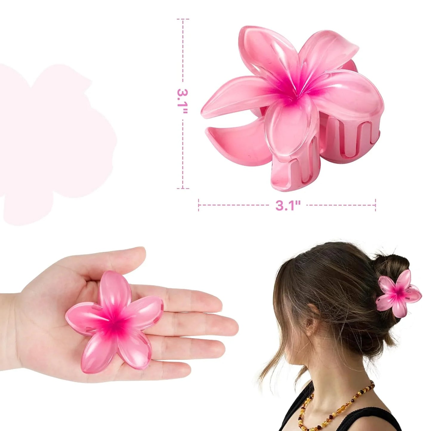 Yzhappy Flower Hair Claw Clips-6PCS Large Claw Clips for Thick Hair,Strong Hold Nonslip Hair Clips for Women,Hawaiian Flower Claw Clips,Cute Hair Clips,Banana Clip for Thin Hair,Hair Accessories for