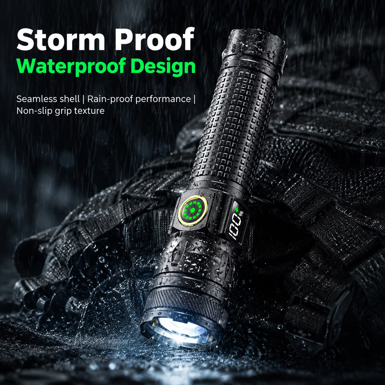 Mikhai Rechargeable Flashlights, Super Bright High Lumens Flash Light, 4 Modes Zoomable Linternas with LCD Digital Display, Powerful Handheld LED Flashlights for Home Emergencies Camping
