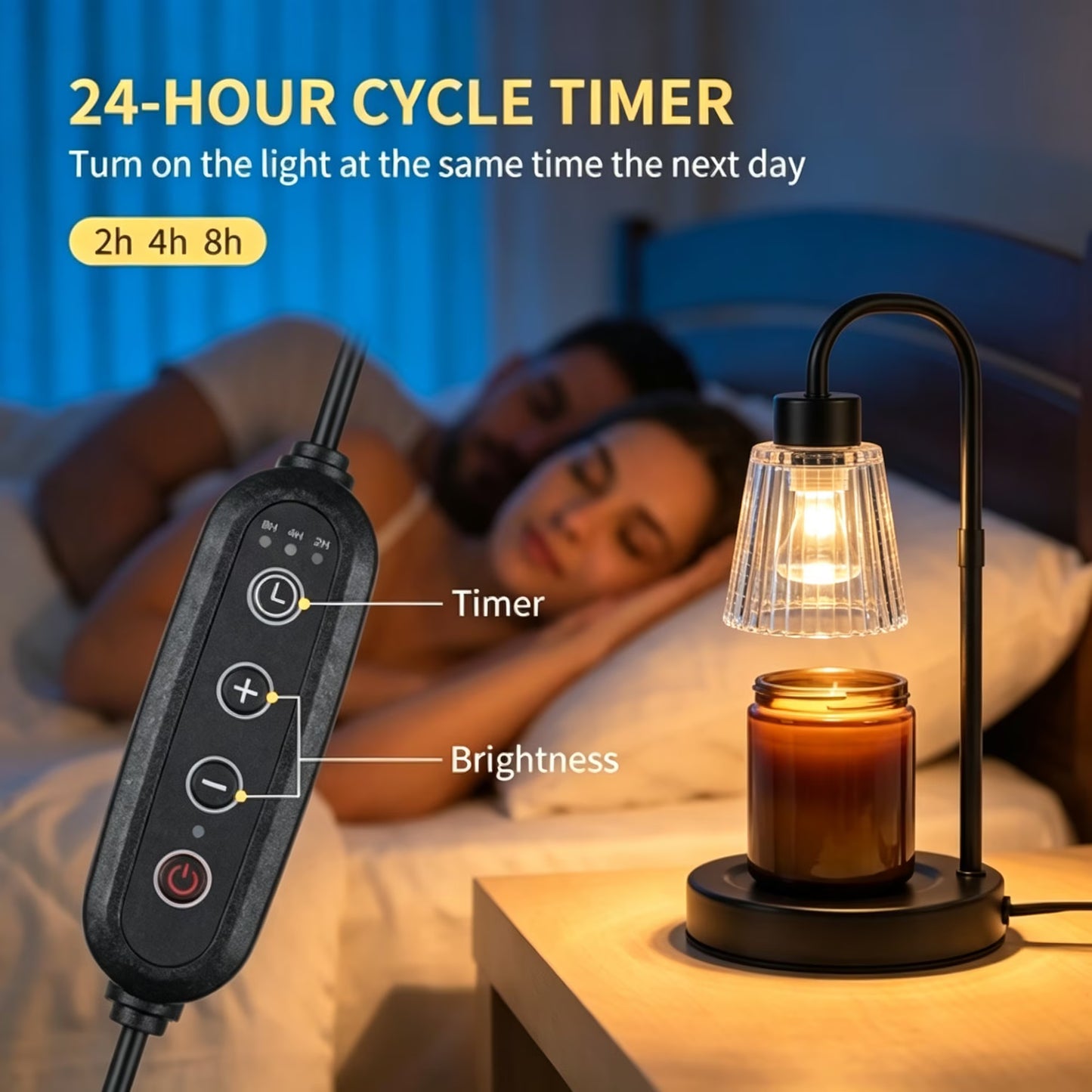 Candle Warmer Lamp with Timer Dimmable, Birthday Gifts for Women Mom, House Warming Gifts New Home Decor, Wax Melt Warmer for Jar Candles with 2 Bulbs