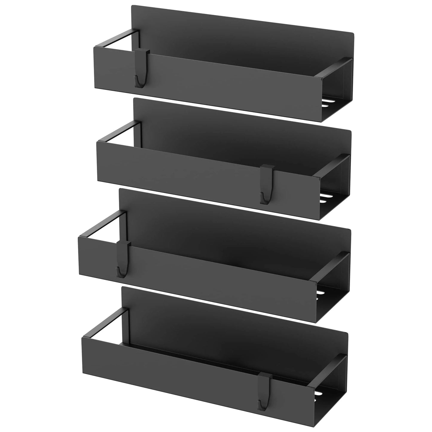 Magnetic Spice Rack Organizer, 4 Pack Moveable Fridge Spice Shelves for Refrigerator and Oven, Metal Refrigerator Shelf-Black