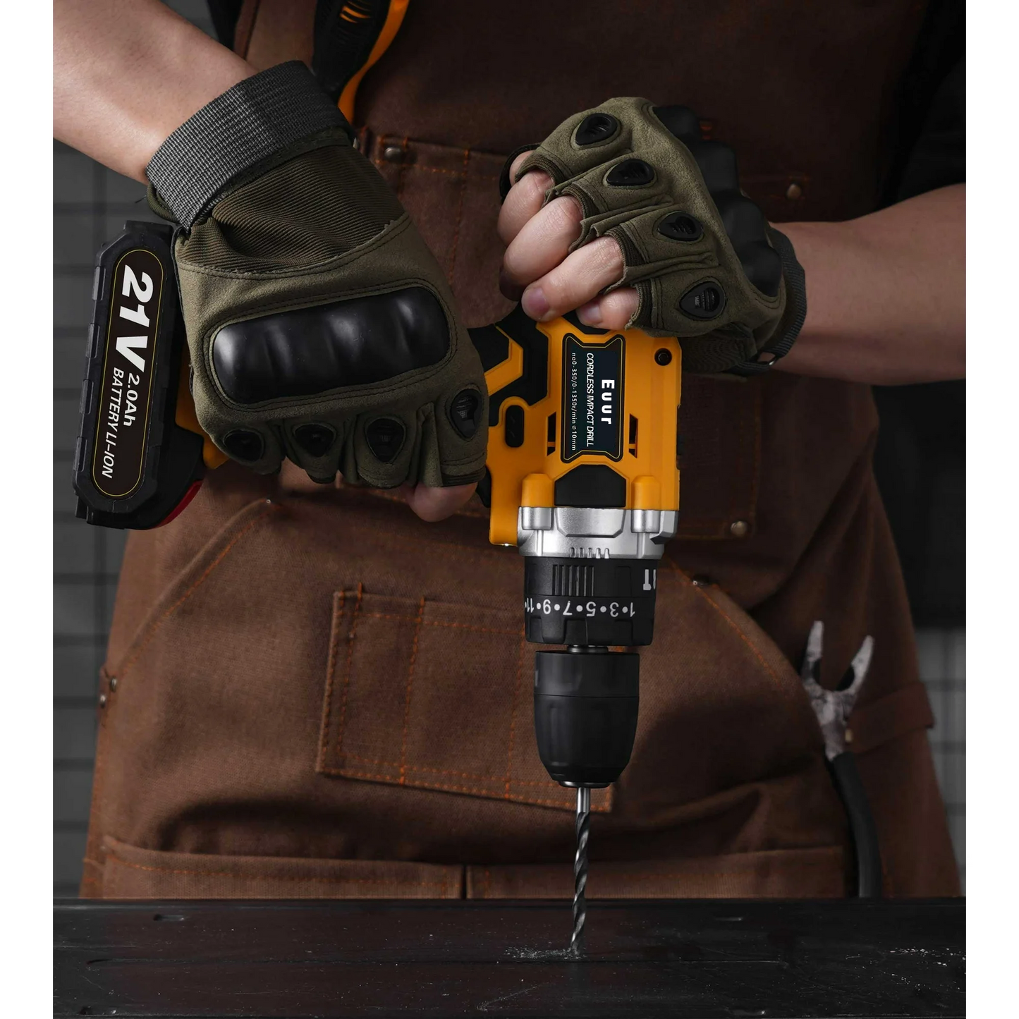 Cordless Drill, 21V Power Drill Set with 2Ah Battery, 3/8"Keyless Chuck, 25+1 Position Electric Drill, 2-Speed Transmission For Screwdriving And Drilling, Yellow