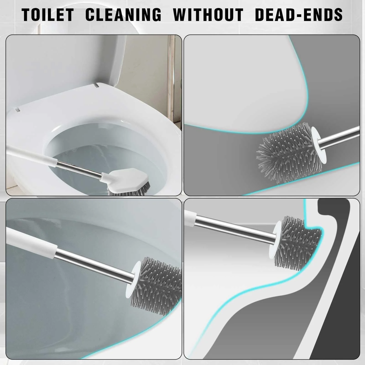 DAIYUKANG-Silicone Toilet Brush Set with Ventilated Holder, White