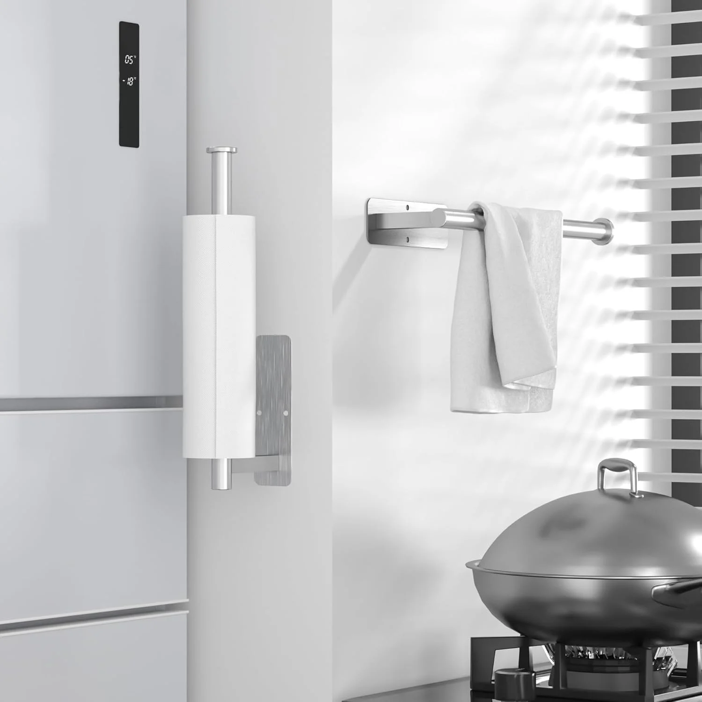 Paper Towel Holders for Kitchen,Paper Towels Bulk- Self-Adhesive Under Cabinet,Both Available in Adhesive and Screws,Stainless Steel，2 Pack