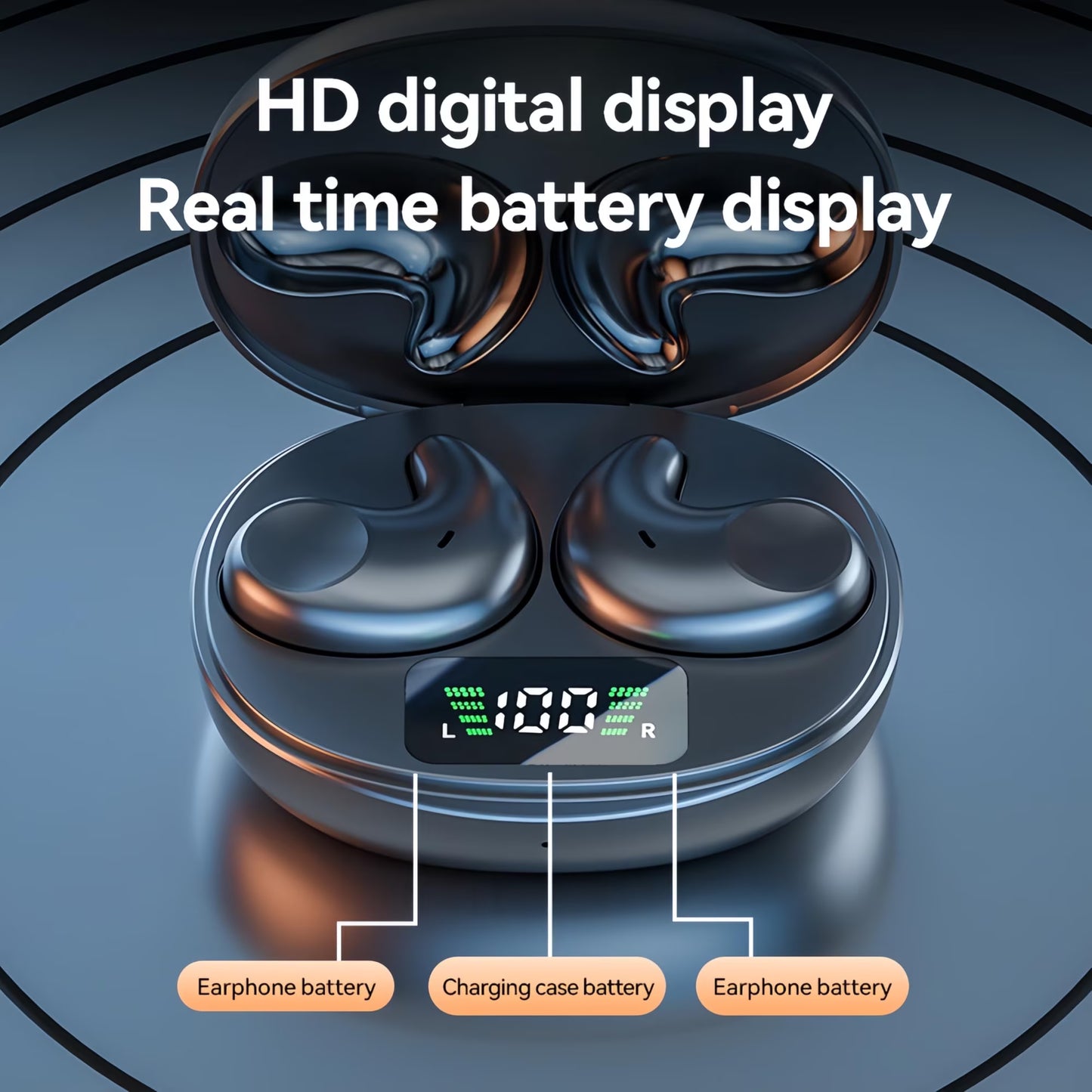 Bluetooth Headphones True Wireless Earbuds 60H Playback LED Power Display Earphones with Wireless Charging Case IPX5 Waterproof in-Ear Ear buds with Mic for TV Smart Phone Laptop Computer Sports