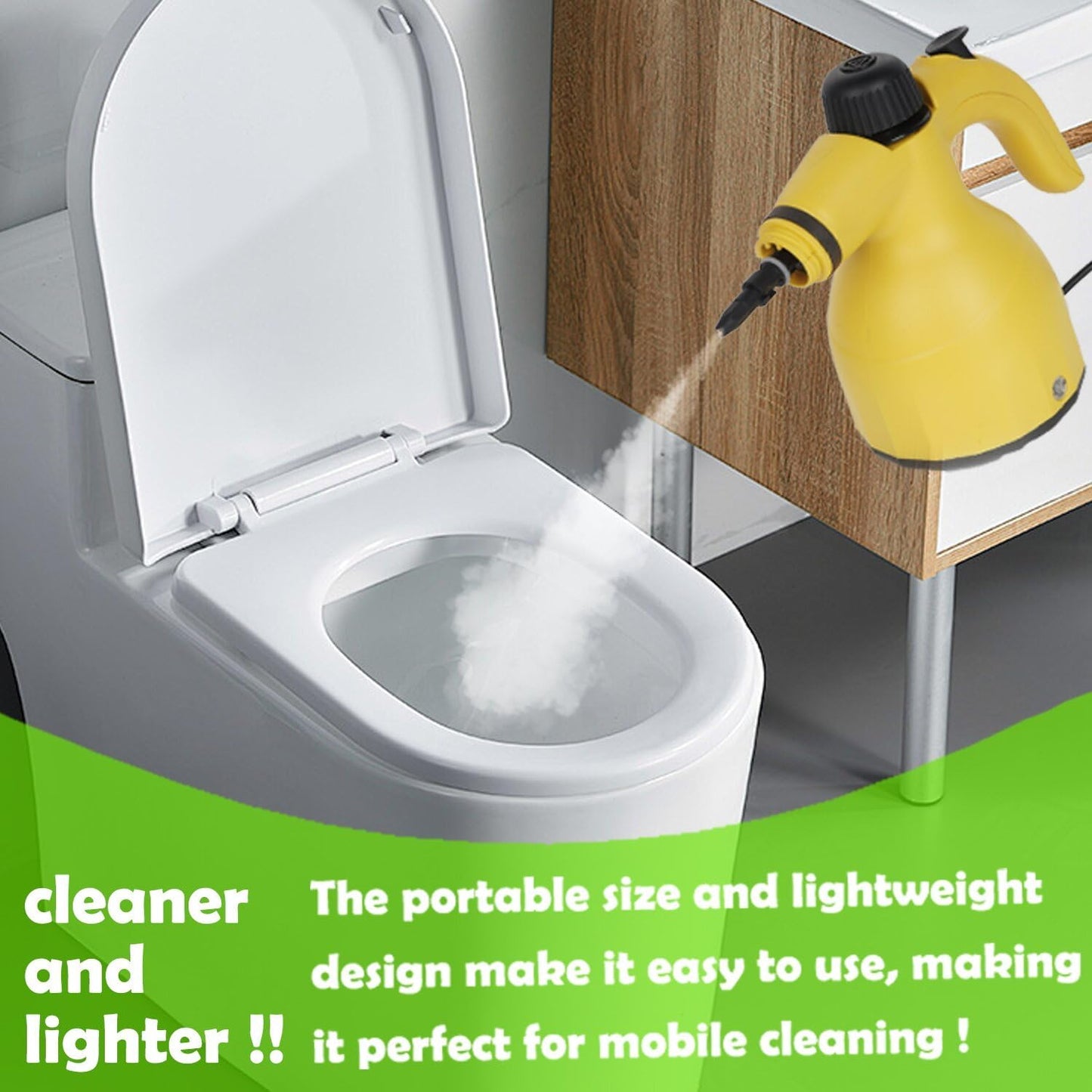 LVL 350ml Handheld Steam Cleaner: Multi-Surface Steamer with 12 PCS Accessories Pressurized Natural Steam Cleaner for Home Cleaning Dirt, Grease, Grout, Tile, Floor, Couch and Car-Yellow