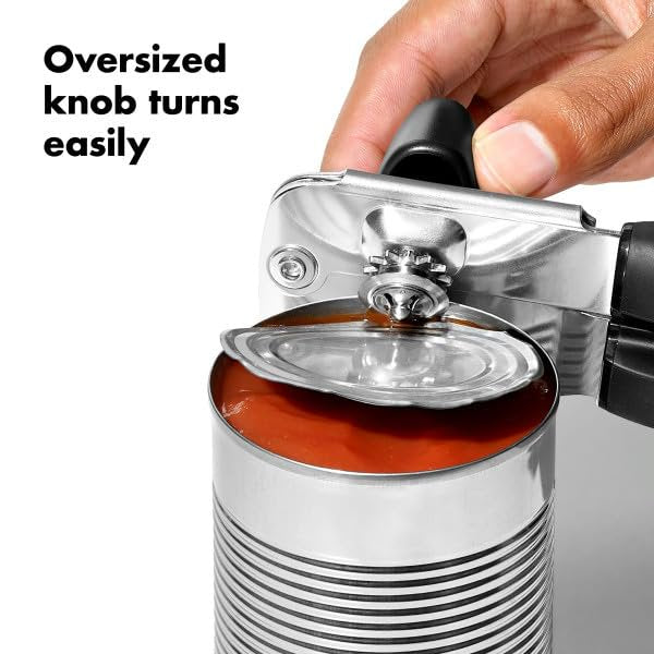 CanOpener Manual, YILUSH Can Openers Hand Held with Comfort Anti-Slip Handles, Heavy Duty Stainless Steel Can Opener Smooth Edge and Bottle Openers, Easy Turn Can Openers for Seniors, Kitchen, Black