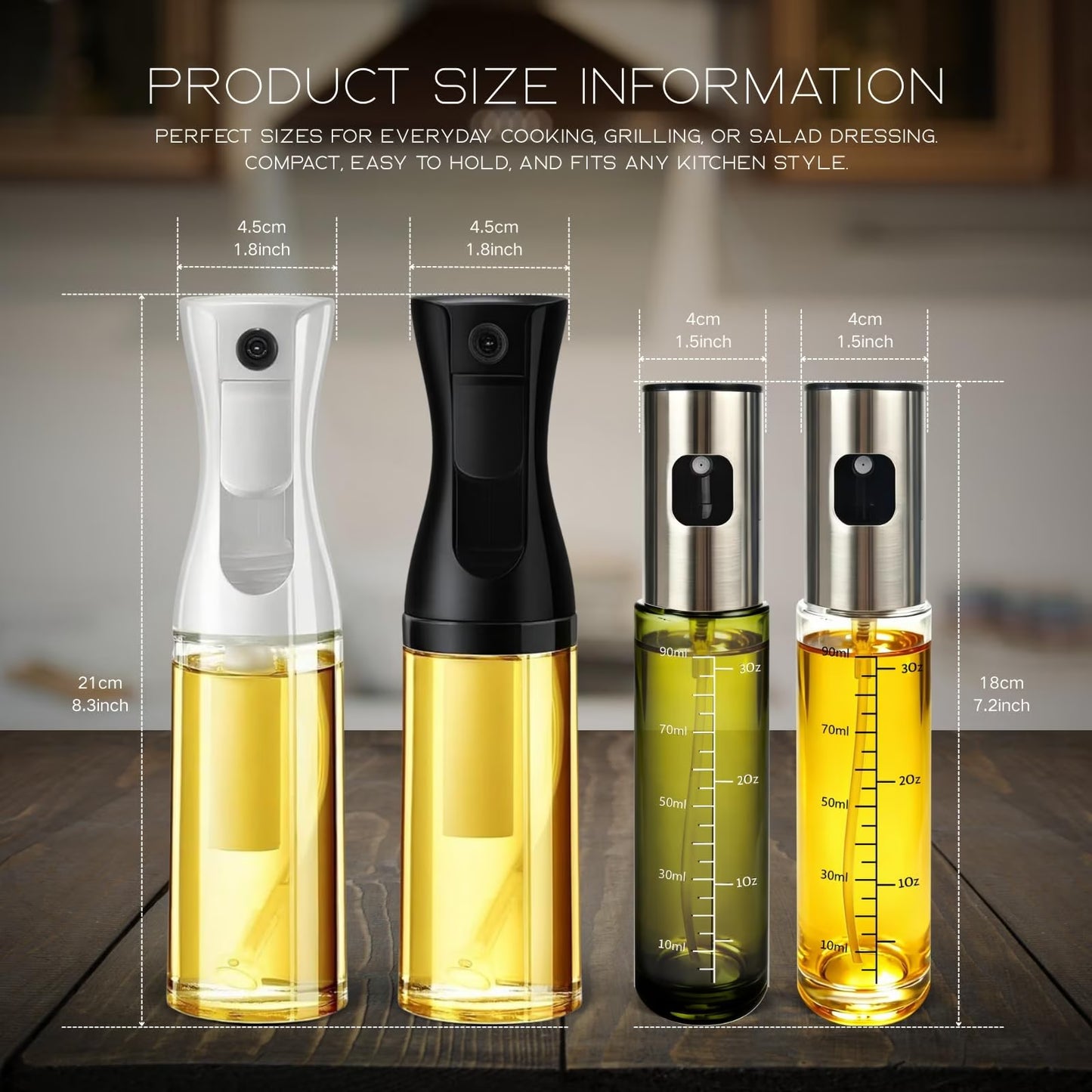 Oil Sprayer for Cooking Olive Oil Sprayer Mister for Air Fryer Vegetable Vinegar Oil Portable Mini Kitchen Gadgets for Baking,Salad,Grilling,BBQ,Roasting (2 Pack)