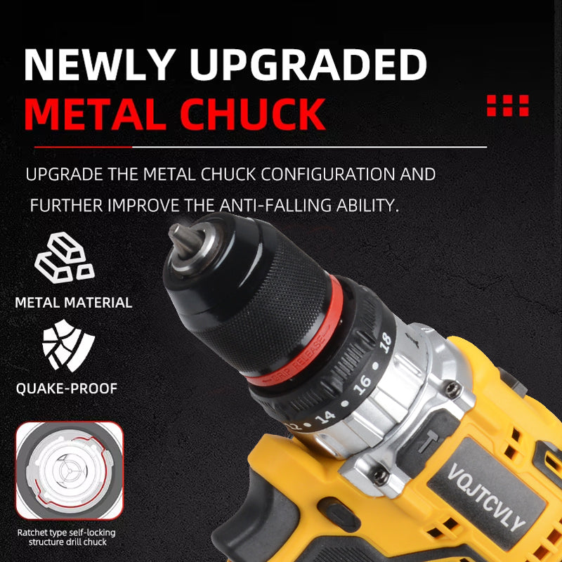 21V MAX Brushless Cordless Drill Set, Power Drill Kit with Battery and Charger, 3/8-Inch Keyless Chuck, Variable Speed, 18 Position and 26pcs Drill Bits (Yellow)