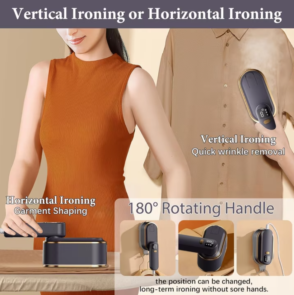 Travel Steamer for Clothes,1200W Portable Iron,10s Heat Up,Steamer ＆ Iron 2 In 1, Travel Size,Large Ceramic Heat Panel