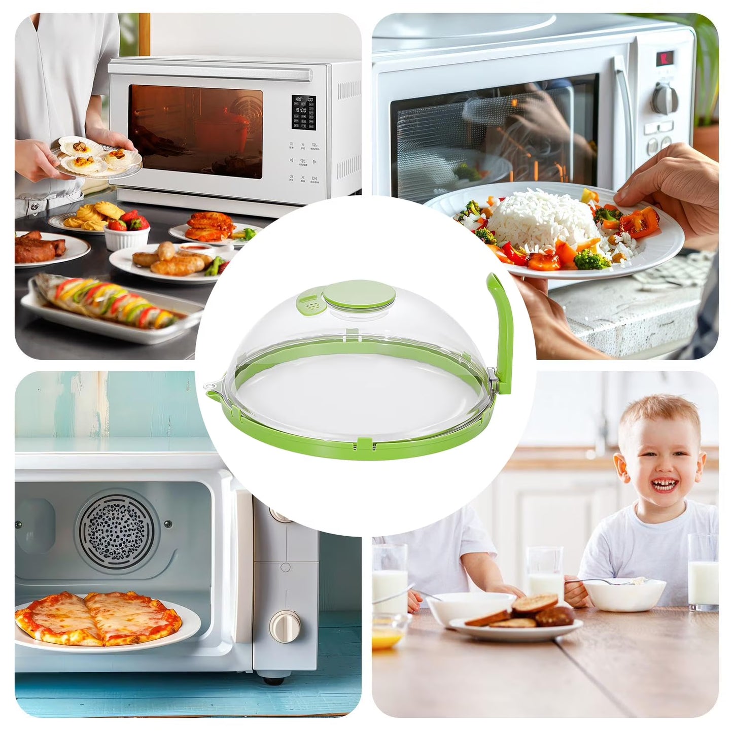 Microwave Splatter Cover for Food, Upgraded Microwave Cover with Water Steamer, Integrated Handle, Plate Covers, Splatter Guard, Cookware Lid, House Essentials for Gift, 10 Inch