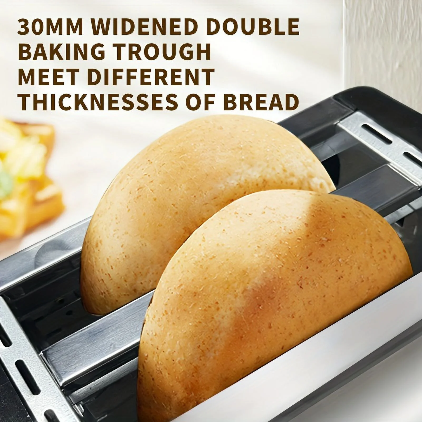 Toaster 2 Slice with Auto Shut Off & Reheat Function - 6 Browning Settings, Countertop Kitchen Essentials for Bagel Muffins Toast Pastry Waffles Grain Sweet Bread, 750W - Black