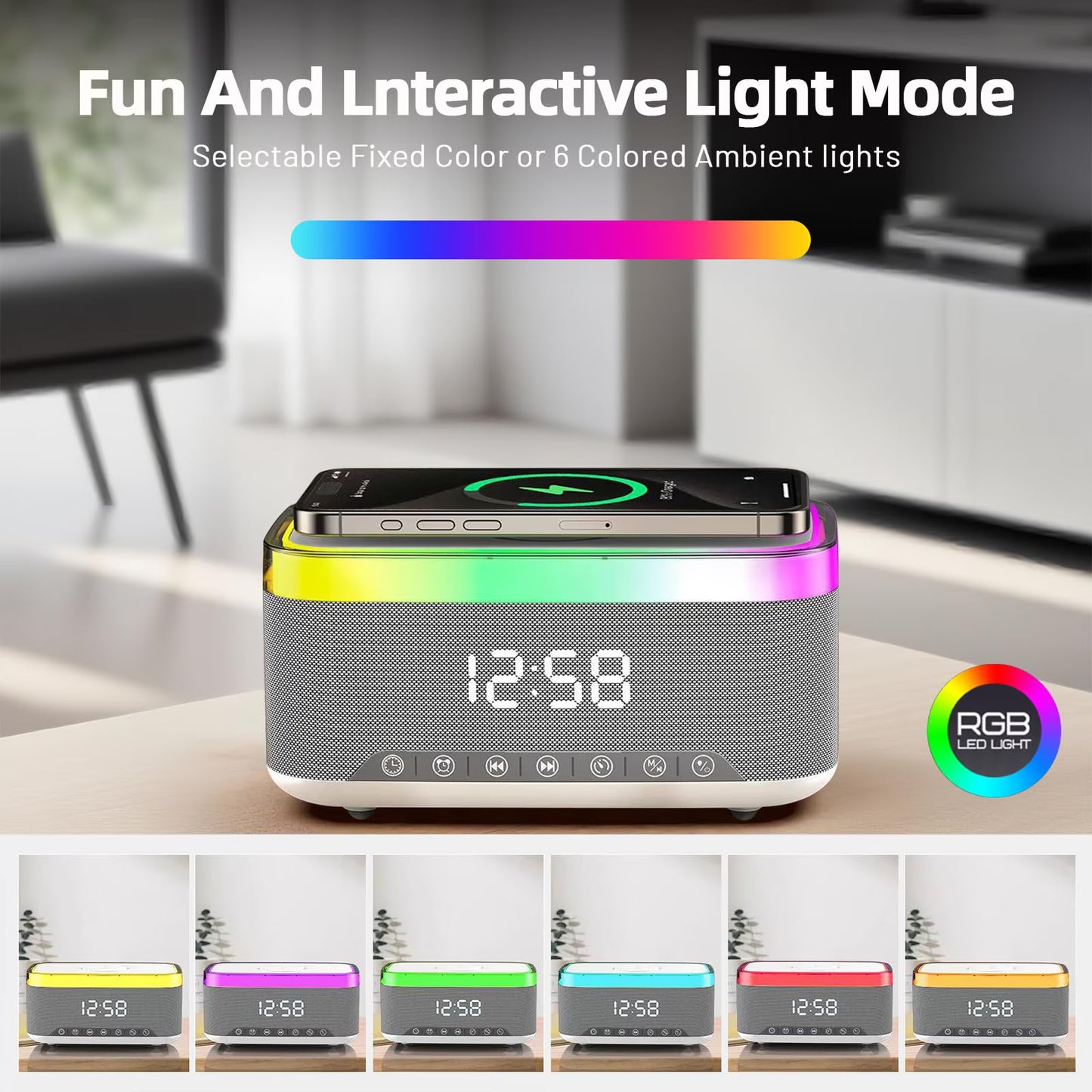 The DreamSky wooden digital alarm clock features wireless charging and is suitable for bedrooms and bedside tables. It comes with a charging dock, USB port, and large digital display.