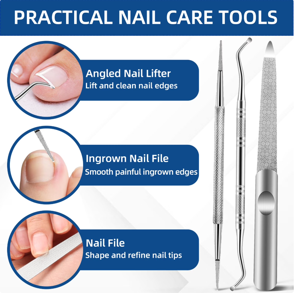 Qinghuai 5 Pack Toenail Clippers Set, Angled Head Large Toe Nail Clippers Set for Men, Heavy Duty Ingrown Toenail Clippers with Wide Jaw, Ultra Sharp Slanted Nail Cutter with Long Handle